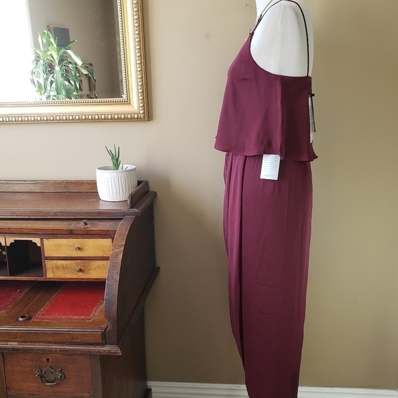 Shona Joy Luxe Cocktail Frill Dress Tulip Hem Garnet Burgundy Red Size 4 NWT - Picture 10 of 13